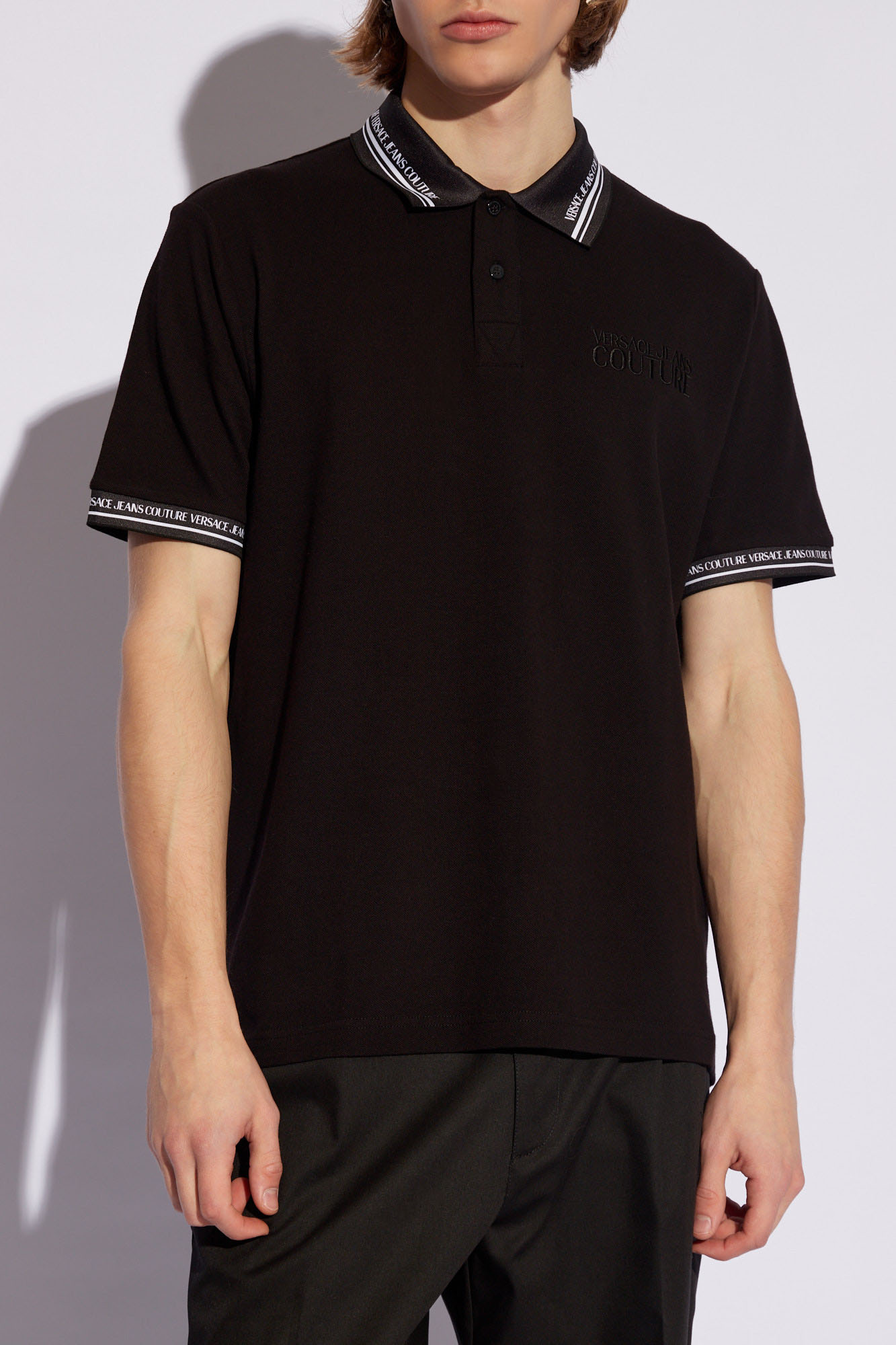 Versace Collection Half Zip Black Polo TShirt For good Men